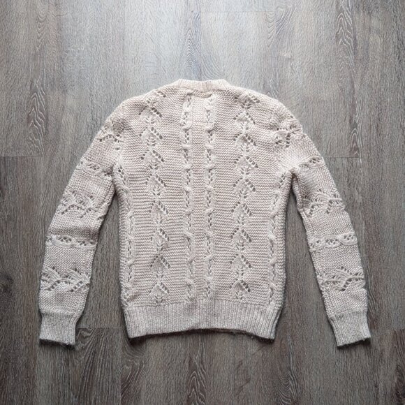 Lace Knit Wool and Mohair Sweater Jack Wills Preppy Cardigan Dusty Soft Pink S - Picture 2 of 7